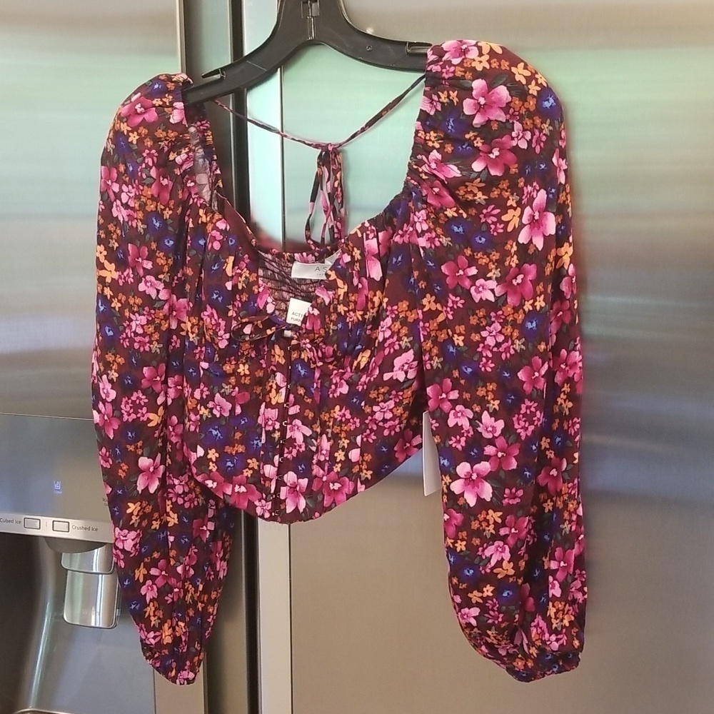 💕ASTR💕 Edwina Floral Corset Long Sleeve Top ~ Purple Floral Print XS NWT - Picture 9 of 14